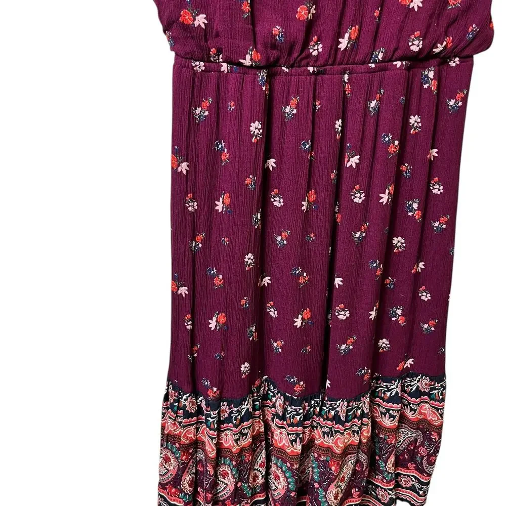 Sleeveless Floral  Gauze Midi Dress Embroidered Y2K 90'S  M   Cottagecore (2835)